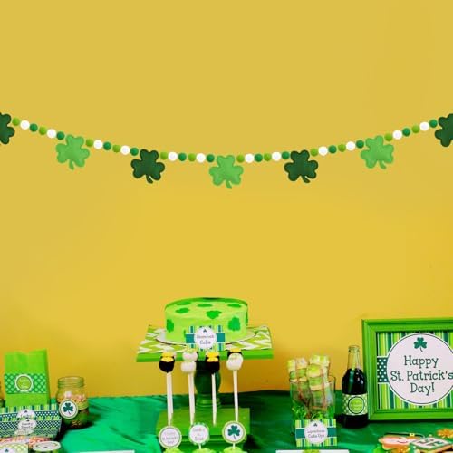 St Patricks Day Decorations Felt Pompom Banner Pre-Assembled
