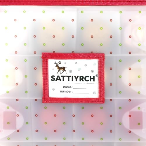 Sattiyrch Plastic Christmas Ornament Storage Box with Trays,Customizable Dividers, Dust-Proof Durable Ornament Organizer Holder,Christmas Storage Containers,Holds 64 x 3 Ornaments