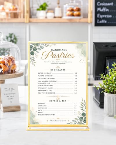 12 Pack 5x7 Inch Acrylic Sign Holders with Gold Border for Table Number