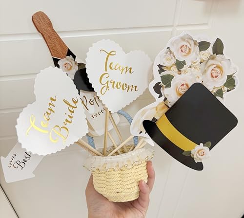Wedding Photo Booth Props, DIY Wedding Decoration Unique Romantic Party Props, Paper Board Selfie Props with Easy Assembly Kit for Wedding, Bridal Shower, Engagement, Bachelorette Party
