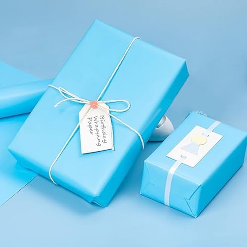 Vanhench 36" x 2400" (200') Sky Blue Wrapping Paper Roll