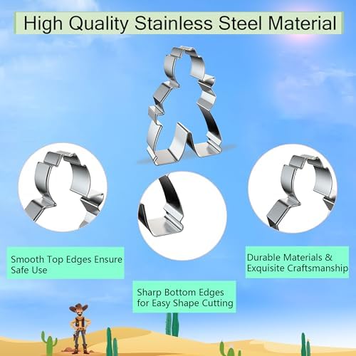 9 Cowboy Cookie Cutters Stainless Steel Western Cactus Horse Biscuit Molds