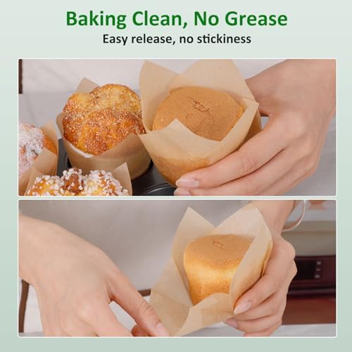 Caperci 150pcs Tulip Cupcake Liners Parchment Paper Muffin Cups for Baking