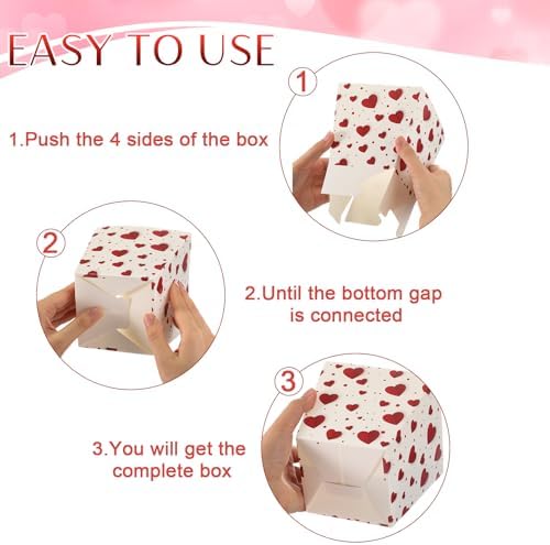 Pajean 24 Sets Valentine's Day Popcorn Boxes with Cellophane Bags & Ribbon