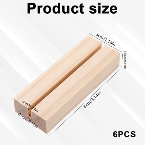 6Pcs Wood Table Number Stands, Wood Place Card Holders, Picture & Name Card Holders for Acrylic Signs, Table/Wedding/Ceremony/Home/Party/Decoration Holders