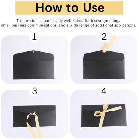 20 Pack Black Gift Money Envelopes for Cash: Fancy Envelopes with Ribbon for Wedding Birthday Festival Party Invitations Cards and letters