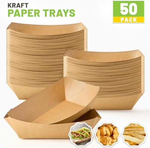ZORRITA 50 Pack 5 LB Extra Large Paper Food Trays