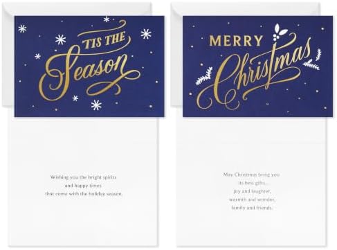 Hallmark Bulk Christmas Cards, Assorted 72-Pack (Blue and Gold)