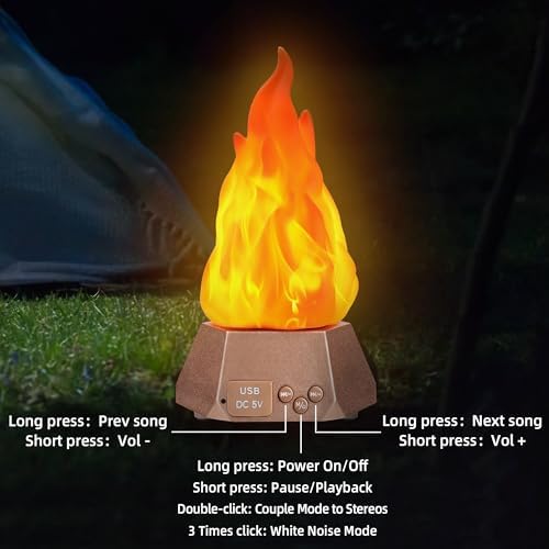Toodour 2 Pack Outdoor Flame Lights with Bluetooth Speaker