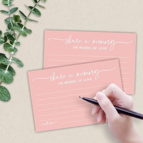 50 Pcs Share A Memory Of Love Cards - 4"x 6"Double Sided Fill- Memory Cards For Wedding, Graduation, Anniversary, Birthday, Retirement Party - Celebration Of Life Keepsake Cards（Minimalism Pink）- A01