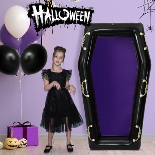 Aoriher Wednesday Party Decoration Halloween Purple Inflatable Coffin