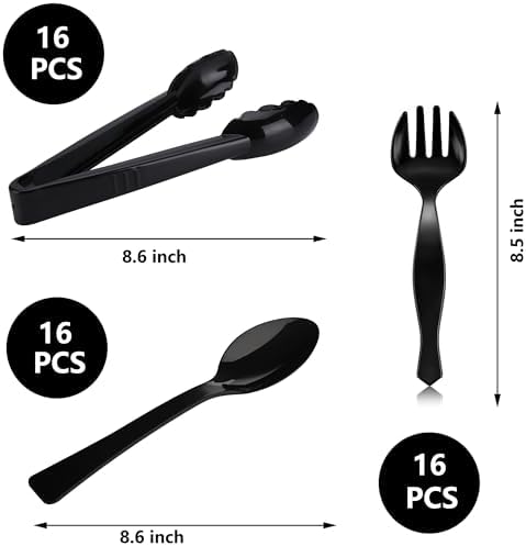 Plastic Serving Utensils, Disposable Tongs Spoons Forks for Food