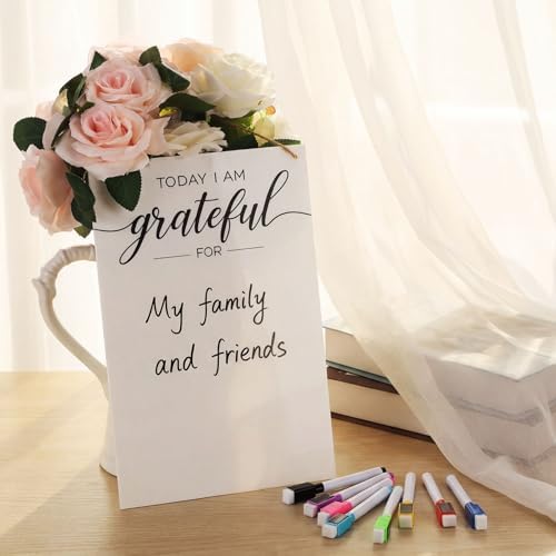 Gersoniel Thanksgiving Dry Erase Board with 8 Marker Acrylic Gratitude Board for Wall Assembled Today I Am Grateful for Dry Erase Decor, Wet Wipes Can Be Wiped