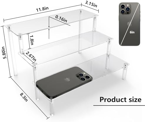 AZEAM Acrylic Display Riser, Clear Perfume Organizer, 3 Tier Cupcake Stand