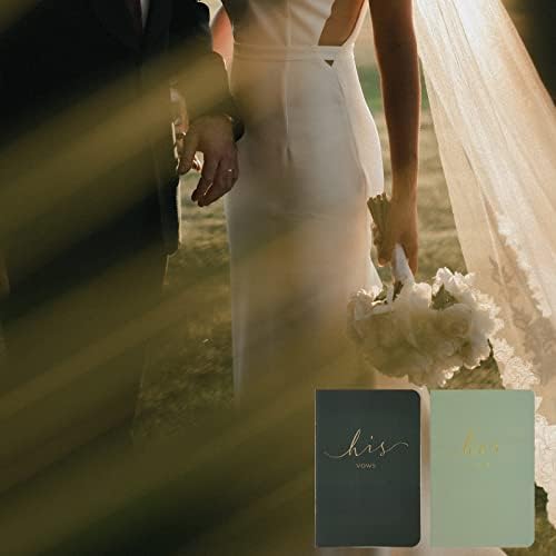 Wedding Vow Books His And Hers, Officiant Book For Wedding Ceremony, Gold Foil Wedding Notebook Bride Groom Booklet For Wedding Gifts, 28 Pages, 5.9" X 3.9", Wedding Journal, Green