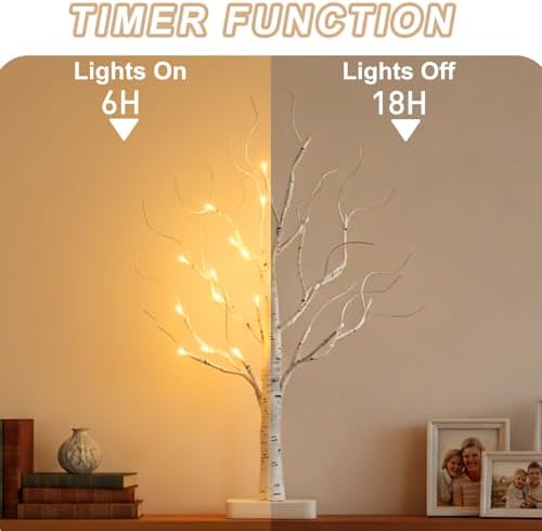 EAMBRITE Lighted Birch Tree with Led Lights, White Christmas Tree 2Pack