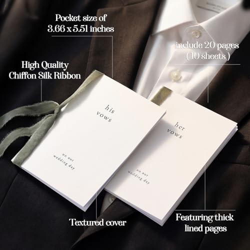 Engrowtic 2 Set Wedding Vow Books His Her A6 Pocket Size,Green