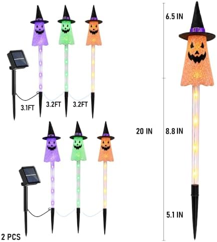 Dazzle Bright Solar Halloween Pathway Lights Outdoor, 6 Pack LED Ghost Stake Lights Waterproof Halloween Decoration, Solar Powered Landscape Light for Walkway Patio Yard Garden Porch Decor