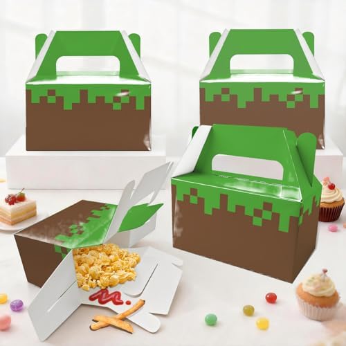 Pixel Miner Theme Party Favor Boxes Gamer Birthday Goodie Bags