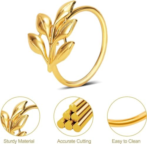 KPOSIYA Gold Napkin Rings Set of 100, Leaf Napkin Holder for Thanksgiving