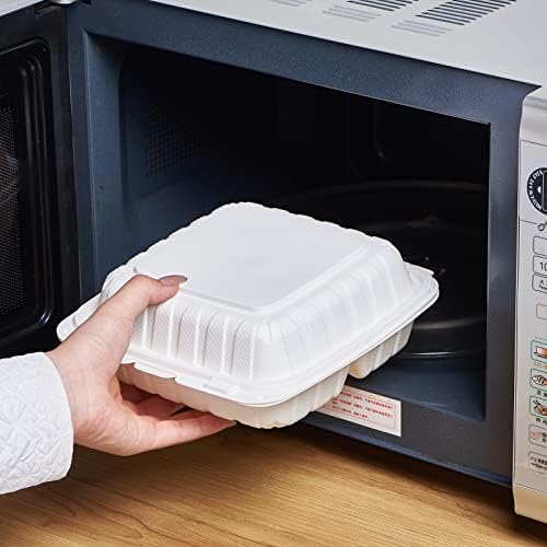 Jaluxing 8X8 1Compartment 50Pack Plastic Clamshell Take Out Food Containers, Heavy Duty To-go Disposable Lunch Box Restaurant Meal Prep Packaging Catering Hinged Container (Formerly FULING)