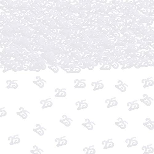 25th Birthday Confetti Number 25 Confetti 25th Anniversary Party Confetti for Party Table Decoration Supplies or DIY (Silver 1.5 Oz 1500 Pieces)