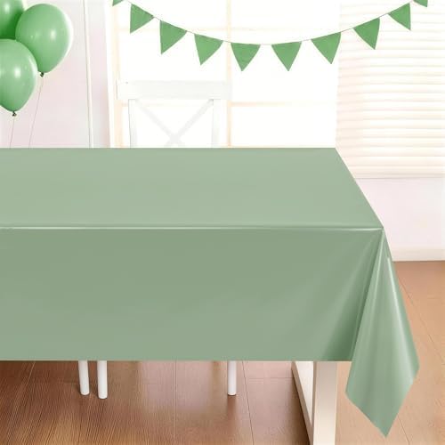 Childom 3 Pack Sage Green Tablecloths,54"x108" Plastic Table Cloth Disposable for Rectangle Tables,Sage Green Table Cover for Dinner Outdoor Picnic Birthday Bridal Wedding Baby Shower Party Decoration