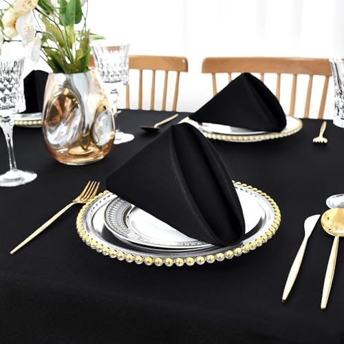 Black Cloth Napkins Set of 6 Washable Dinner Napkins, 18X18 in
