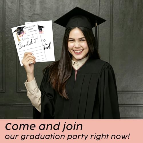 Luxury Graduation Invitations 2026 with Envelopes - 20 Pack Class of 2026 Graduation Party Invitations, 4x6 Inch Fill-in Graduation Announcements for High School or College - A09