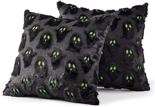 MIULEE Black Halloween Pillow Covers Cute Ghost Decor Set of 2 16x16