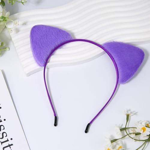 Furry Black Cat Ears Headband Costume Accessories Women Halloween Cosplay