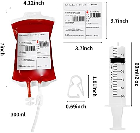 50 Packs Halloween Blood IV Bags for Drinks, Halloween Drinks Pouches