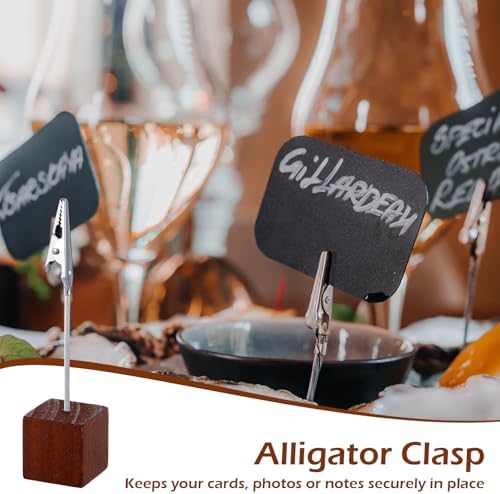 100 Pcs Cube Base Memo Clip Holder with Alligator Clip, Brown