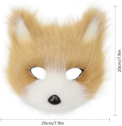 Adolala Faux Fur Fox Tail Cat Wolf Set Plush Mask Fluffy Paw Gloves Halloween Christmas Party for Women