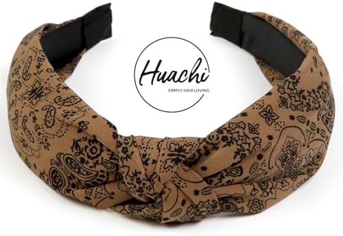 Huachi Headbands for Women Non Slip Fashion Womens Headbands Knoteed - Cute Boho Hair Accessories for Women Designer Print 4PCS