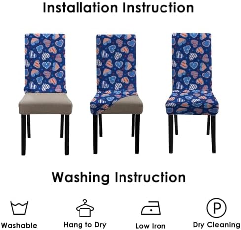 4 Pcs 4th of July American Flag Patriots Stars Dining Chair Covers, Memorial Day Veterans day Independence day Stretch Removable Washable Seat Slipcovers, Labor Day Kitchen Dining Room Hotel Decor