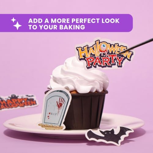 60pcs Wafer Paper Edible Halloween Cake Decorations Cupcake Toppers