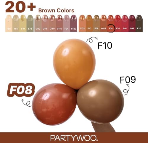 PartyWoo Dark Brown Balloons 140pcs Boho Neutral Coffee Tan Different Sizes