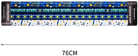WRAPAHOLIC 30 Inch Hanukkah Wrapping Paper Roll - Jumbo Roll Menorahs, the Star of David, Candles Design for Chanukah Celebration - 4 Rolls - 30 Inch x 120 Inch Per Roll
