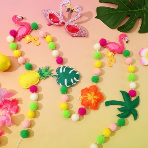 Jansun 8.2Ft 3D Summer Hawaiian Tropical Felt Garland Banner