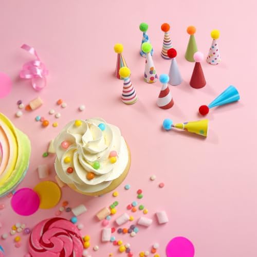 12 Pcs Mini Happy Birthday Hat Cupcake Toppers for Animal Figure
