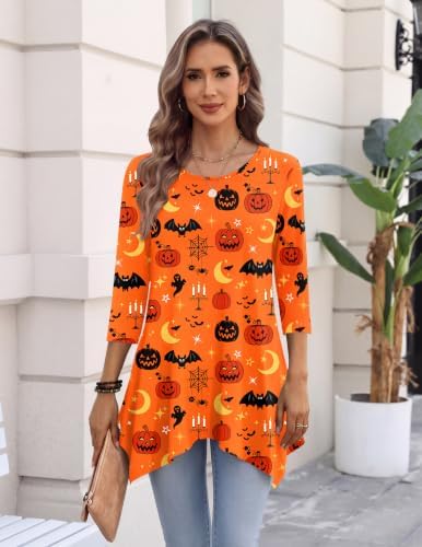 Zeagoo Womens Tops 3/4 Sleeve Loose Fit Dressy Tunics Plus Size Boho Shirts