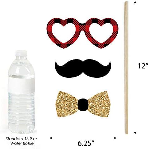 Flannel Bridal Shower Photo Booth Prop Kit, DIY Cardstock Props - 20pc