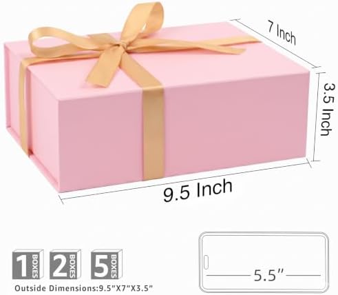 LIFELUM Pink Gift Box for Wedding with Magnetic Lid, 9.5"x7"x3.5"