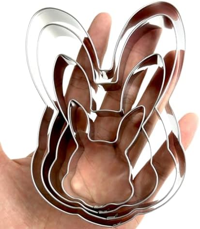Bunny Rabbit Cookie Cutter Set-5.1in,4.5in.3.5in,2.4in - 4 Piece Easter Bunny Rabbit Head Face Shaped Cookie Cutters - Stainless Steel