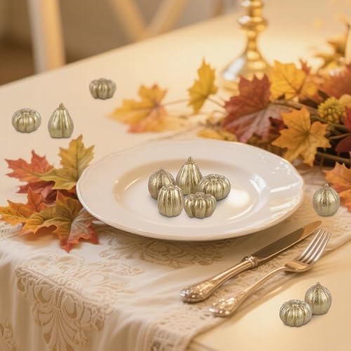 winemana 80Pcs Mini Pumpkins for Crafts, Fall Decorations for Home, Gold