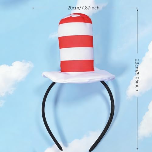Halloween Red and White Striped Stovepipe Top Hat for Dress Up Adults Women