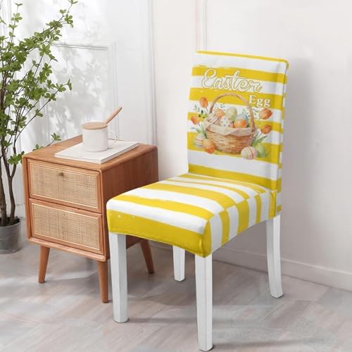 Easter Chair Covers Set of 4, Easter Decorations Stretch Removable Washable Dining Room Chair Protector Slipcovers for Easter Decor Holiday Party Kitchen Home Decorations (Easter 3, 4 PCS)