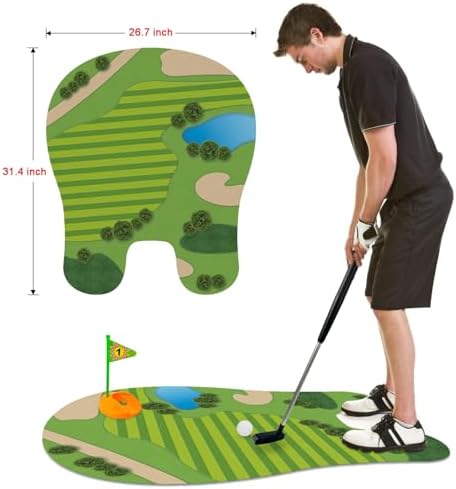 Funny Mini Golf Gag Gifts for Men, Toilet Golf Bathroom Game for Adults