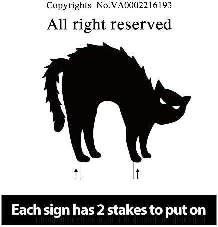 Halloween Decorations Outdoor, 6ct Black Cat Decor Yard Signs with Stakes, Scary Silhouette with Glow in Dark Eyes, Corrugated Plastic, Waterproof Lawn Decorations for Kids Family Home Party